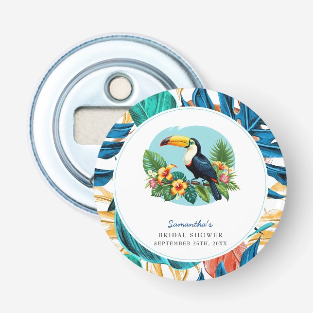 Décapsuleur Toucan Réception de Mariage Eté Forêt Tropicale (Devant)