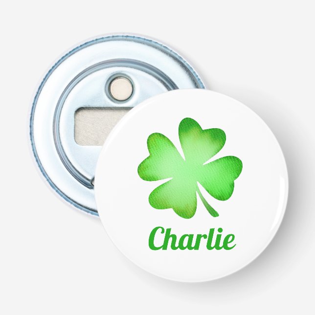 Décapsuleur trèfle vert personnalisé pour la Saint-Patrick irl (Devant)