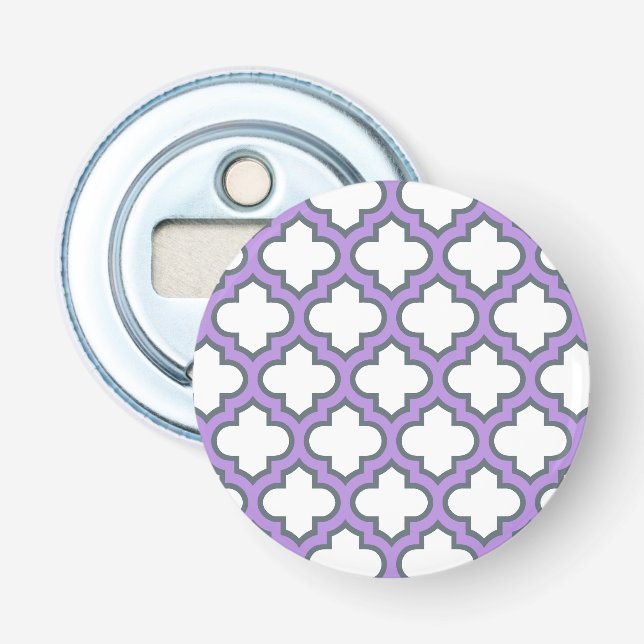 Décapsuleur Trellis blanc et violet, treillis, Quatrefoil (Devant)