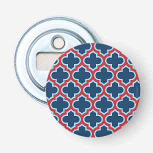 Décapsuleur Trellis marocain bleu et rouge, treillis, Quatrefo