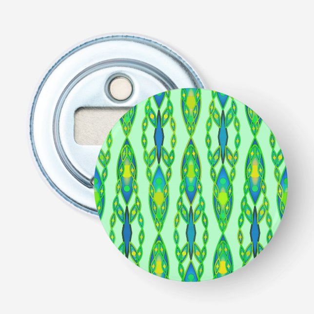 Décapsuleur Tribal Batik - Mint, Emerald Green et Blue (Devant)