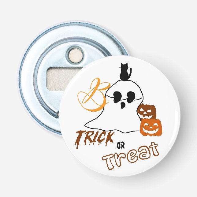 Décapsuleur Trick Or Treat Boo avec chat et citrouille derrièr (Devant)