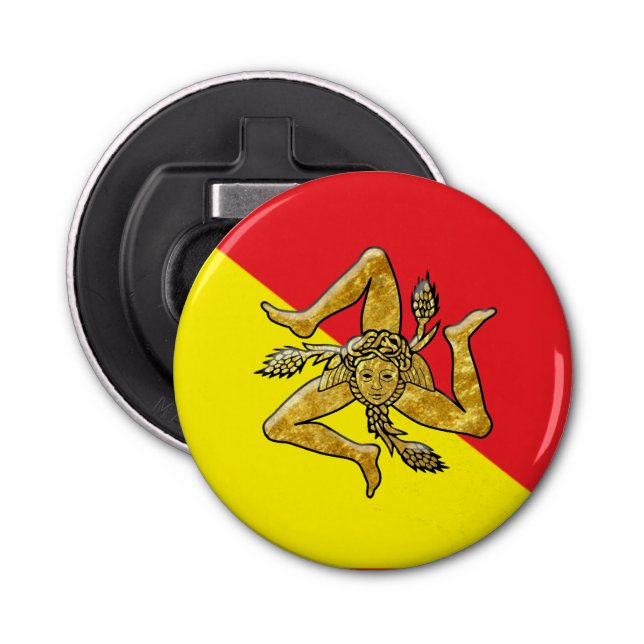 Décapsuleur Trinacria sicilien et drapeau (Devant)
