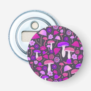 Décapsuleur Trippy Champignons des années 1970 rose, violet et