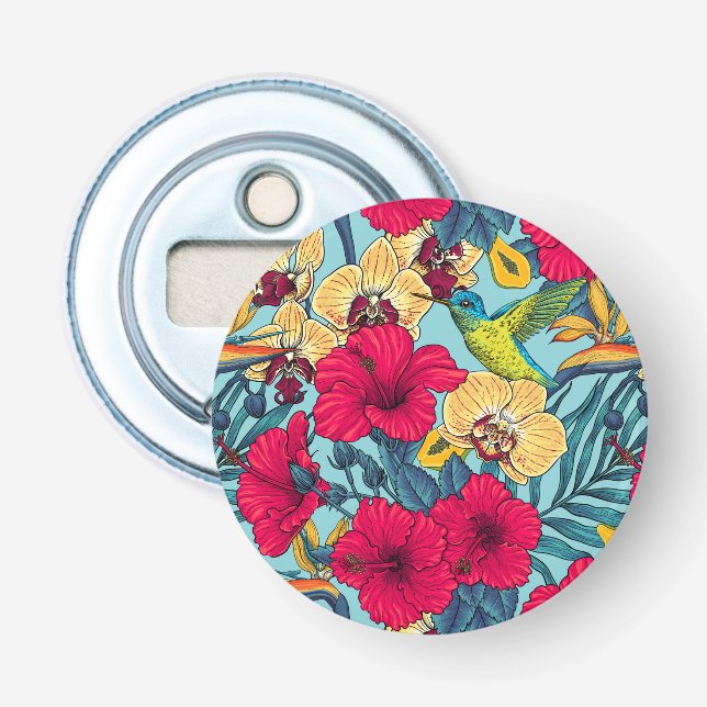 Décapsuleur Tropical Florals et Colibri - Botanica d'Été (Devant)