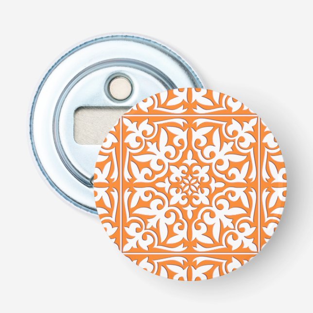 Décapsuleur Tuiles marocaines - corail orange et blanc (Devant)