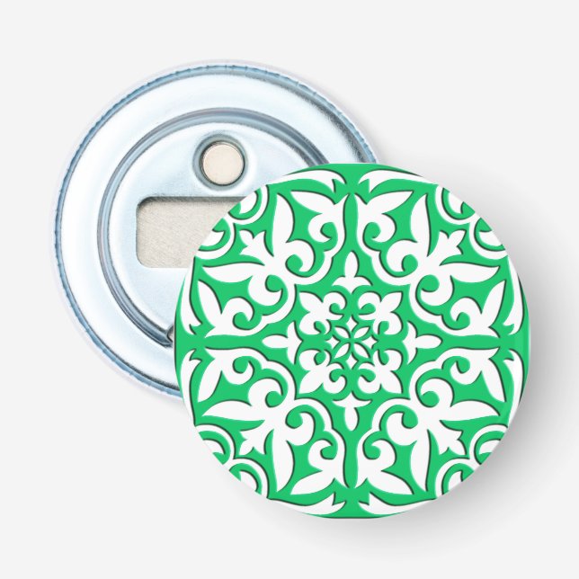 Décapsuleur Tuiles marocaines - Jade vert et blanc (Devant)