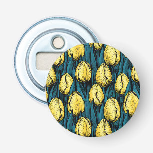 Décapsuleur Tulières jaunes avec feuilles bleus