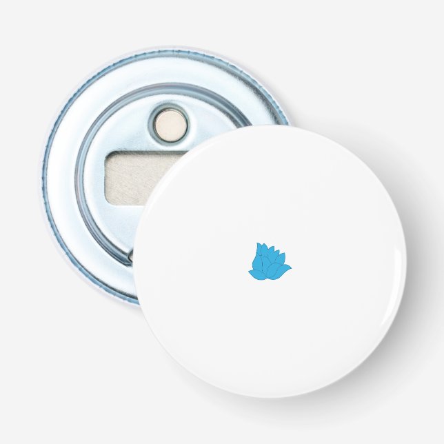 Décapsuleur un dessin d'une fleur bleue sur fond blanc (Devant)
