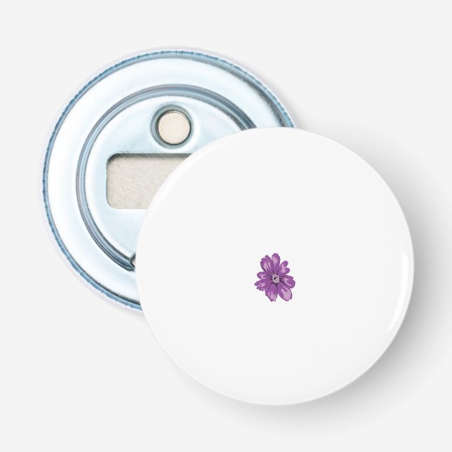 Décapsuleur une fleur violette sur un arrière - plan blanc (Devant)