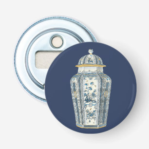 Décapsuleur Urne asiatique décorative dans bleu et blanc