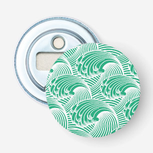 Décapsuleur Vagues japonaises vintages, vert de jade et blanc