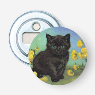 Décapsuleur Van Gogh Chat noir Fleurs jaunes
