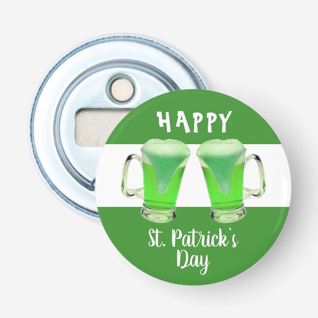 Décapsuleur Verre de bière verte Joyeuse Saint Patrick`s day (Devant)