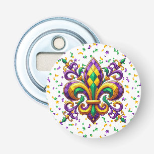Décapsuleur Vert jaune pourpre Mardi Gras fleur de lis