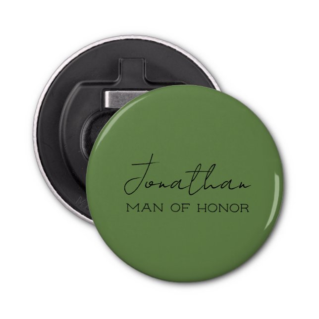 Décapsuleur Vert olive personnalisé Homme d'honneur  (Devant)
