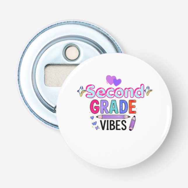 Décapsuleur Vibes de Deuxième Année Bouton de Retour à l'École (Devant)