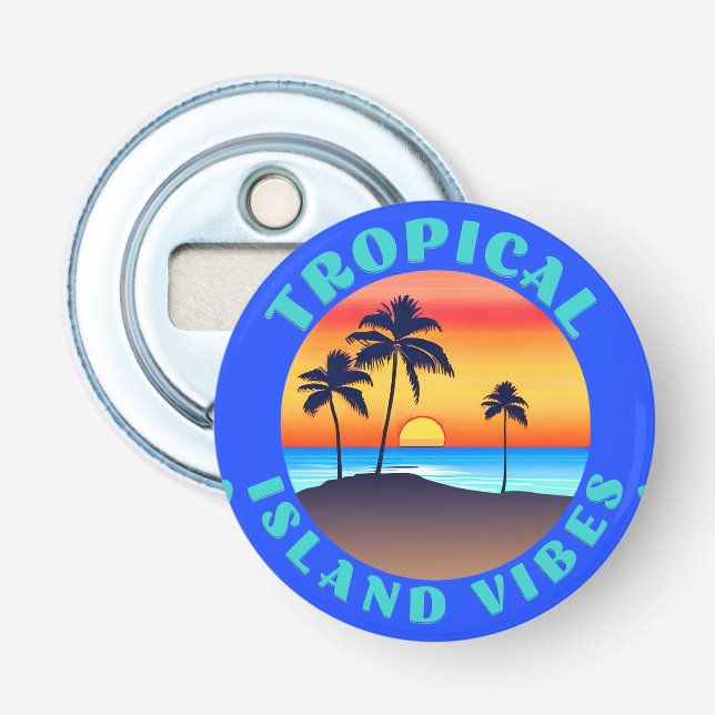 Décapsuleur Vibes d'île tropicale, coucher de soleil avec des  (Devant)