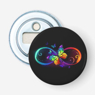 Décapsuleur Vibrant infinity with rainbow butterfly on black