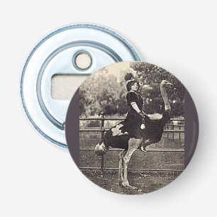 Décapsuleur Vintage Broadway Actrice chevauchant une autruche