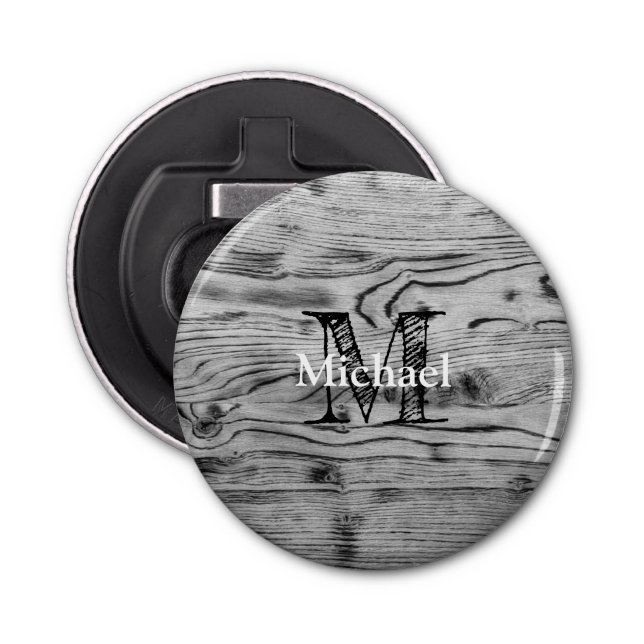 Décapsuleur Vintage rustic gray black burnt wood Monogram (Devant)