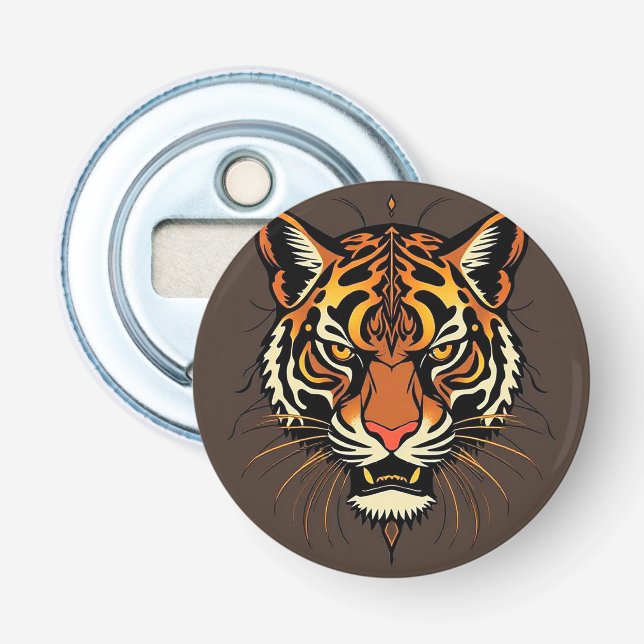 Décapsuleur Visage de tigre avec motifs tribaux (Devant)
