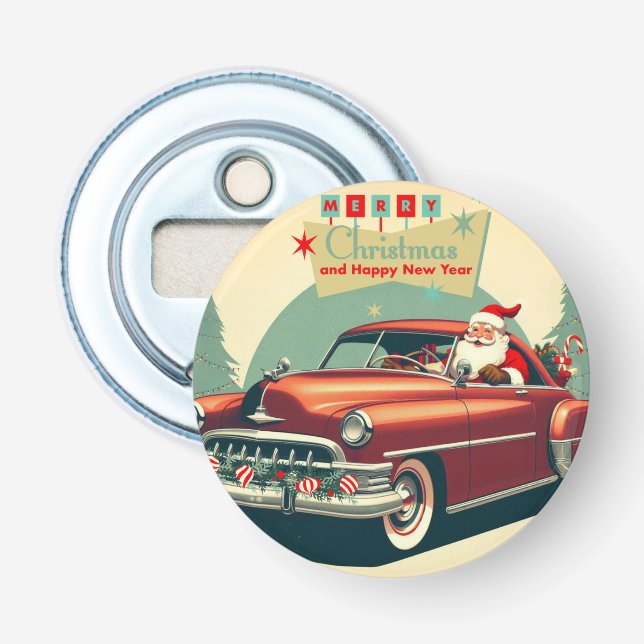 Décapsuleur Voiture rouge vintage & Père Noël (Devant)
