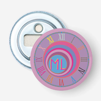 Décapsuleur Vos Initiales Horloge Art rose violet bleu couleur