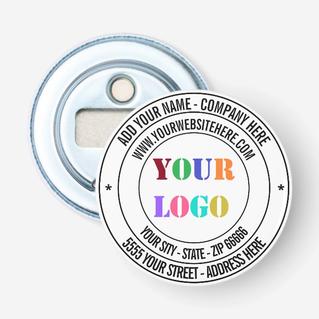 Décapsuleur Votre texte Nom du logo Adresse Site Internet Bott (Devant)