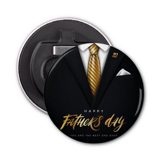 Décapsuleur Vous êtes le meilleur papa jamais Black Gold Fête  (Devant)