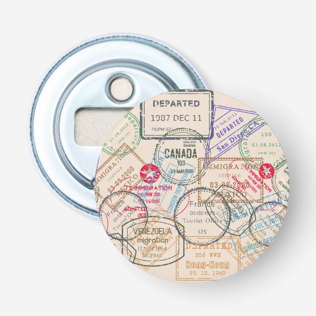 Décapsuleur Voyage de timbres de passeport (Devant)