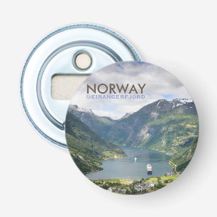 Décapsuleur vue du Geirangerfjord en Norvège texte