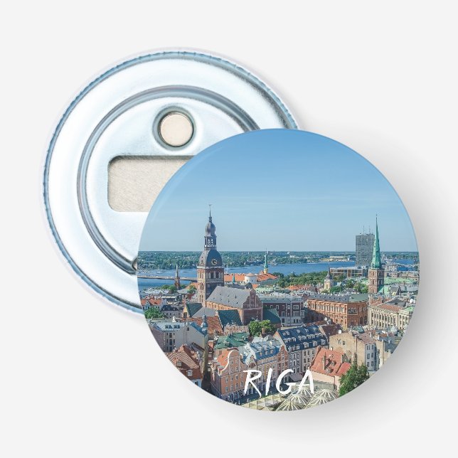 Décapsuleur Vue sur le centre ville de Riga d'en haut (Devant)