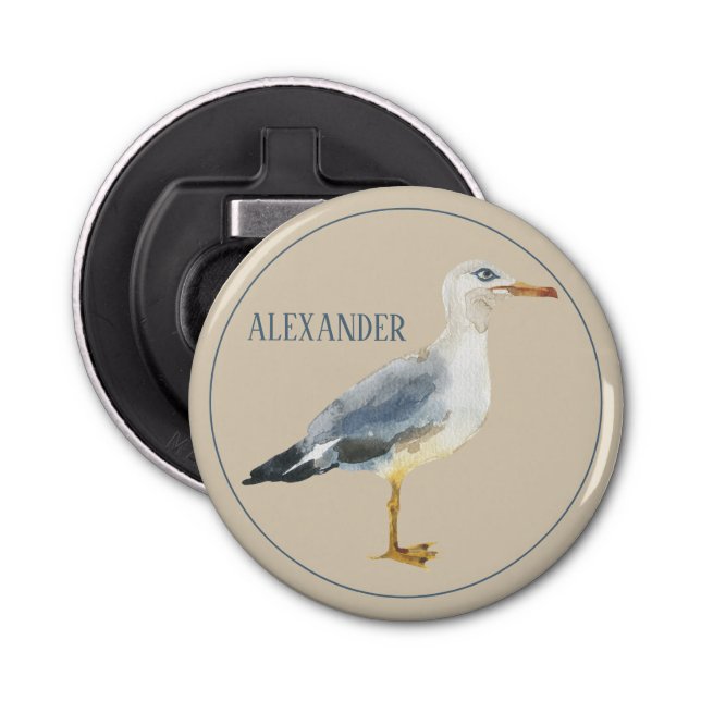 Décapsuleur Watercolor Beach Seagull Personalized (Devant)