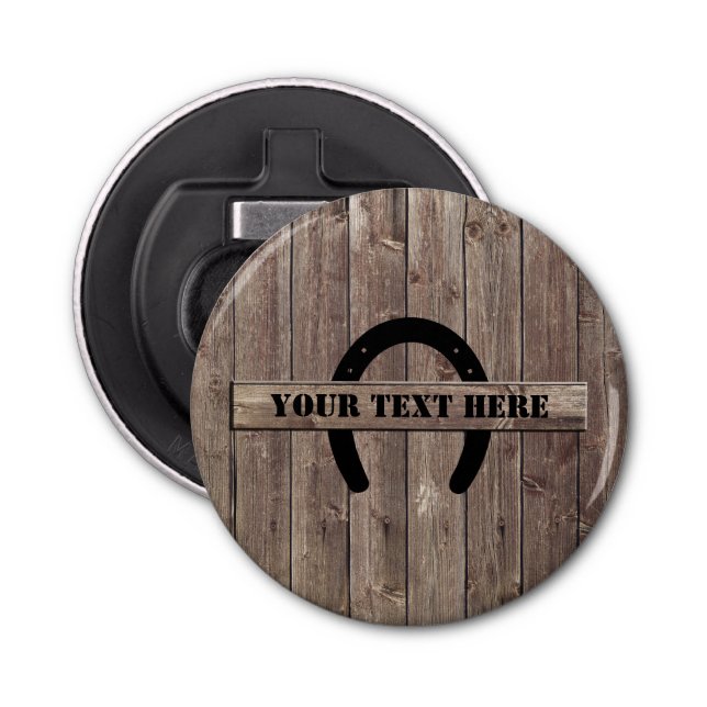 Décapsuleur Western Cowboy Patiné Grange Wood Horseshoe (Devant)