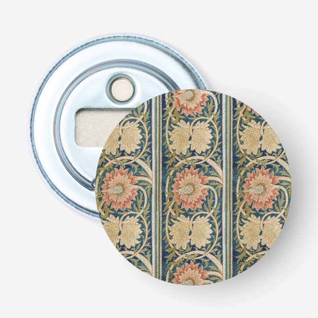 Décapsuleur William Morris Fleur Rose Soie Broderie Antique (Devant)