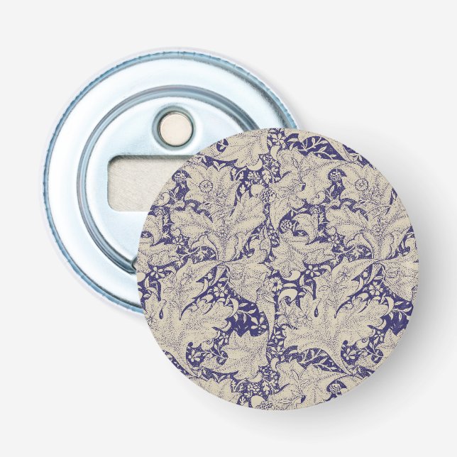 Décapsuleur William Morris Motif Giroflée Bleu Antique (Devant)