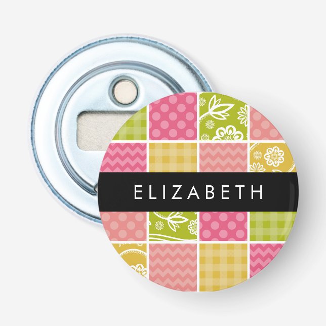 Décapsuleur Zigzag, Chevron, Pois, En vichy, Votre Nom (Devant)