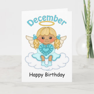 Décembre Birthstone Angel Blonde Carte d'anniversa