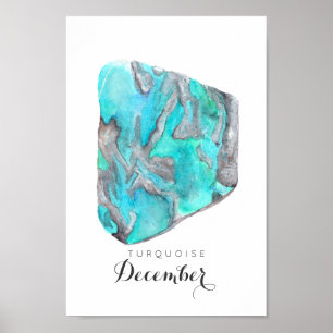 Décembre Birthstone Turquoise Aquarelle   Poster