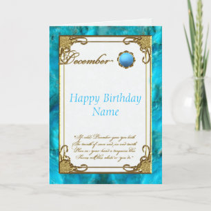 Décembre Carte d'anniversaire Turquoise Birthstone