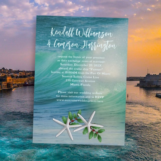 Décembre Croisière Mariage Starfish Invitations (Créateur téléchargé)