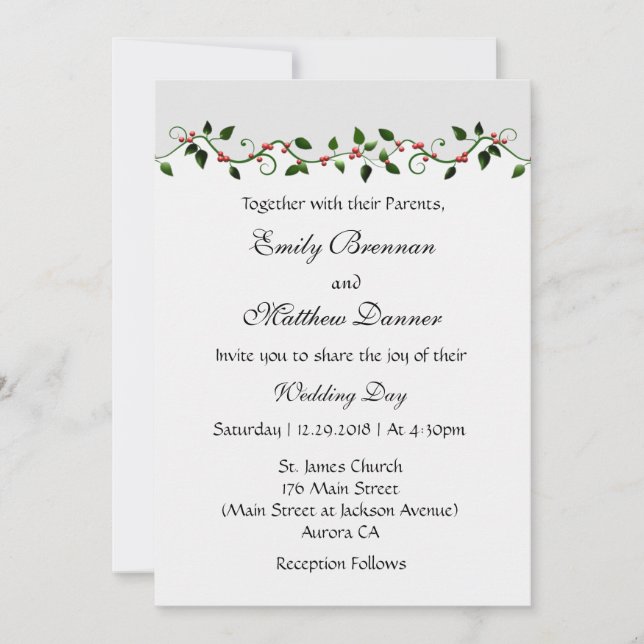 Décembre Fête Mariage d'hiver Invitation Décontrac (Devant)