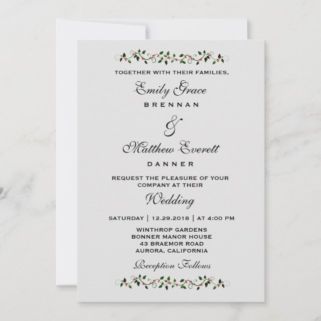 Décembre Fête Mariage d'hiver Invitation Décontrac (Devant)