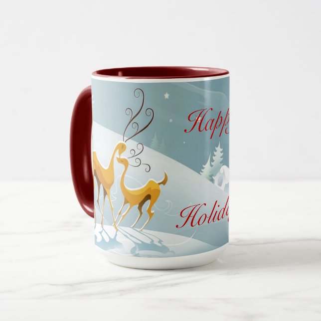 Décembre Joyeuses vacances hiver Scène Mug (Devant gauche)
