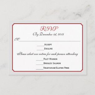 Décembre Mariage Fête Réponse RSVP avec le menu