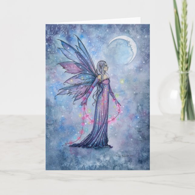 Décembre Moon Fairy Art Blank Carte de voeux (Devant)