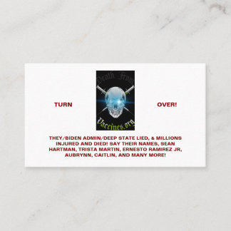 Décès par vaccin Carte de visite standard