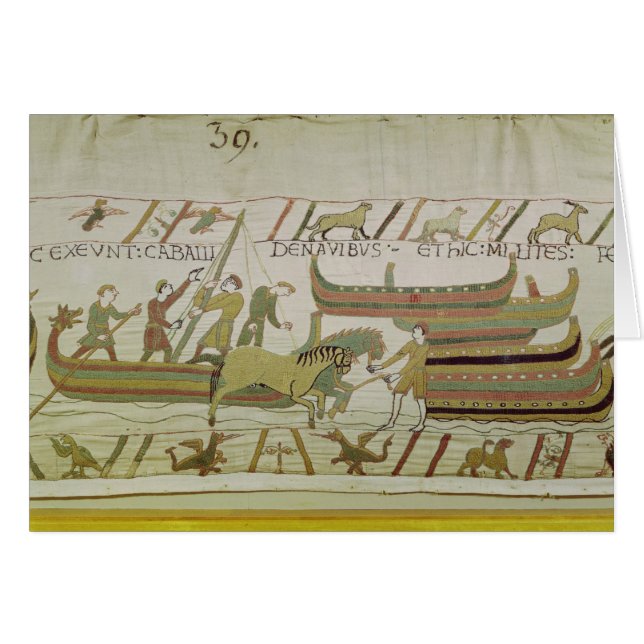 Déchargement des chevaux des bateaux (Devant horizontal)