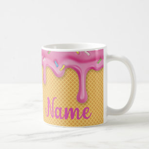 Déchets Crème de glace rose Cone Mug de café, Coup